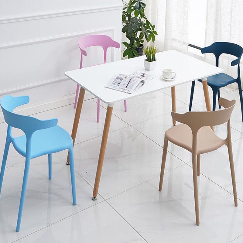 Contemporary Plastic Arm Chair Dining Kitchen Room Open Back Chair