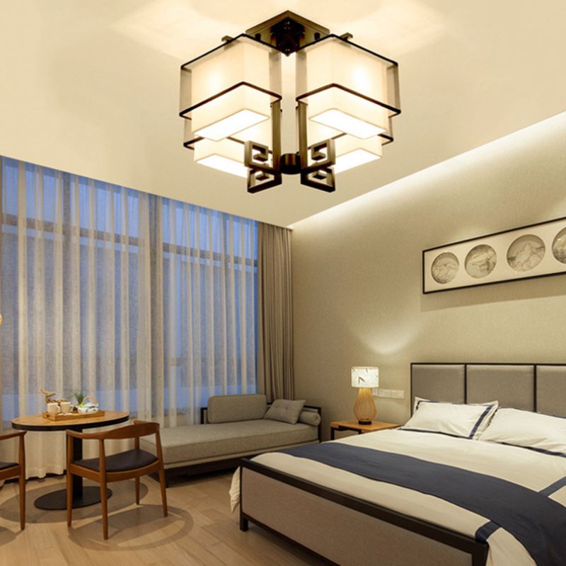 Modern Style Geometry Shape Flush Mount Fabric Ceiling Light for Bedroom