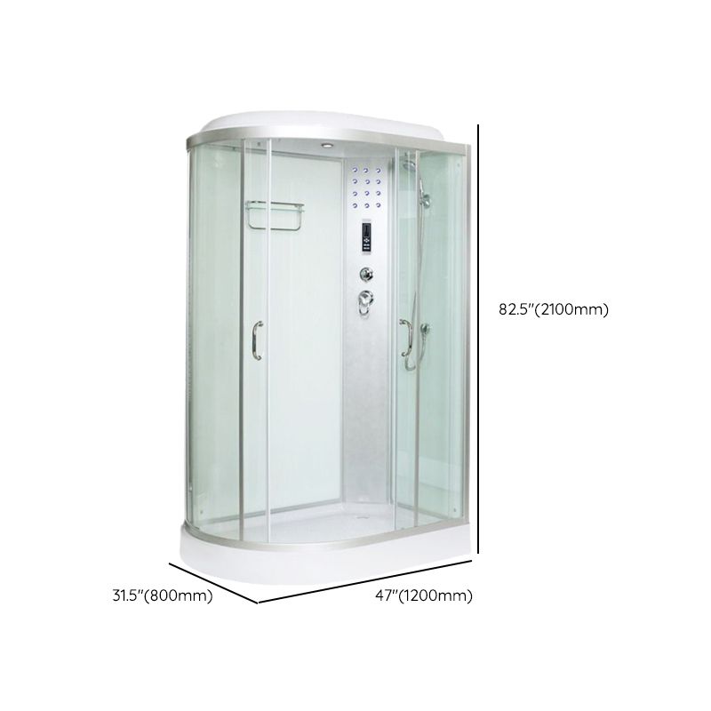 Framed Neo-Round Shower Kit Double Sliding Shower Stall with White Base