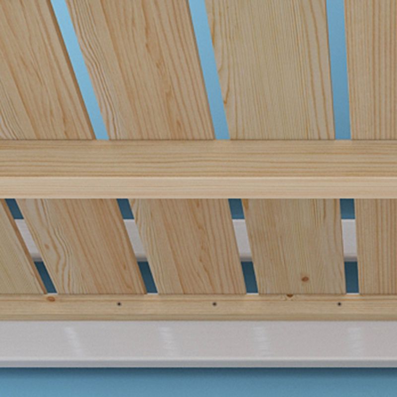 Contemporary Solid Wood Blue Dollhouse Storage with Guardrail Kids Bed