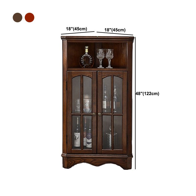 Mid-Century Modern Accent Cabinet Rubberwood Cabinet with Glass Paned