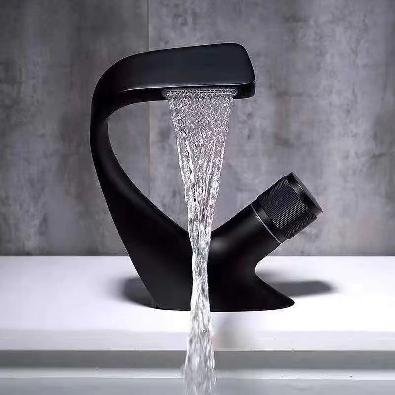 Knob Handle Faucet Contemporary Style Faucet with Waterfall Spout