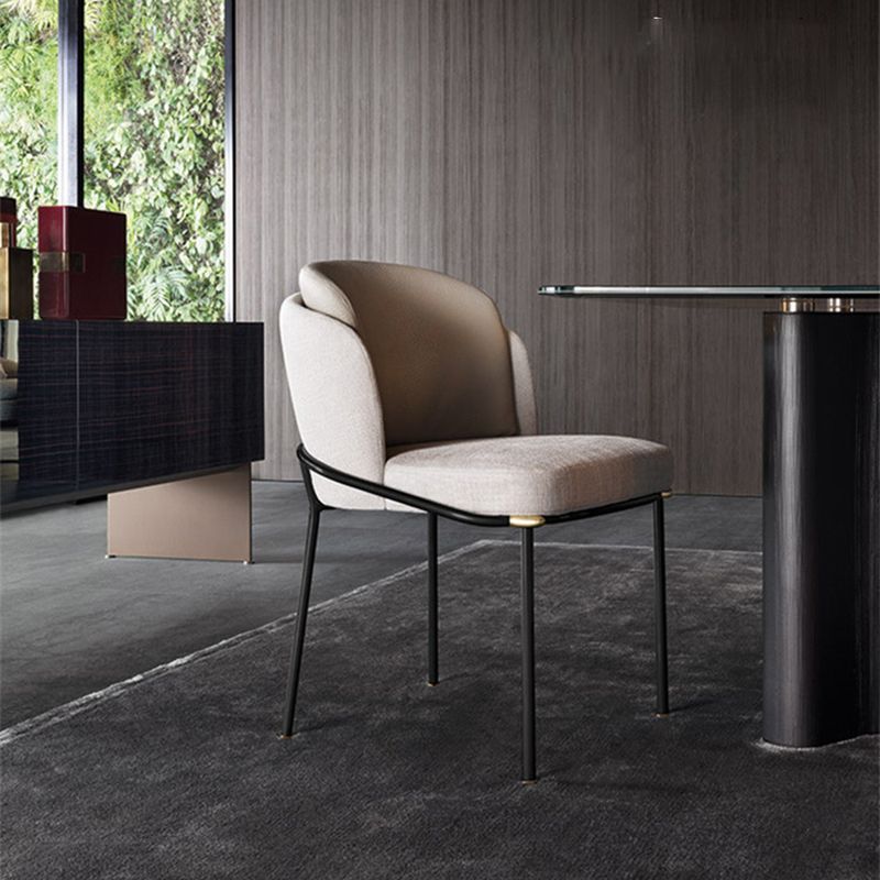 Contemporary Dining Fabric Side Chair Metal Dining Armless Chair