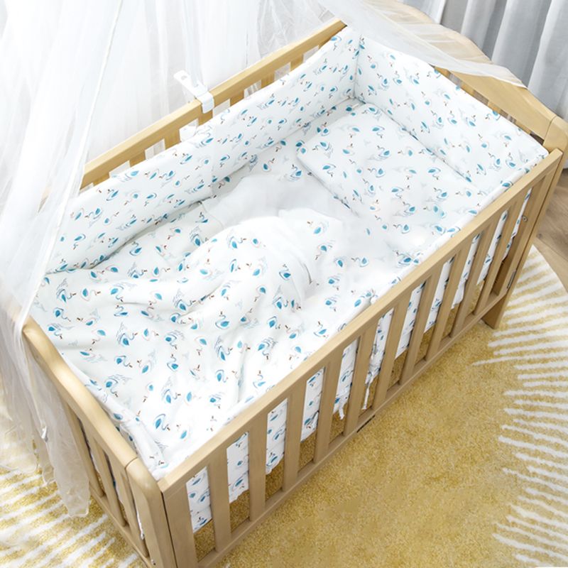 Convertible and Adjustable Height Crib Country Pine Crib with Guardrail