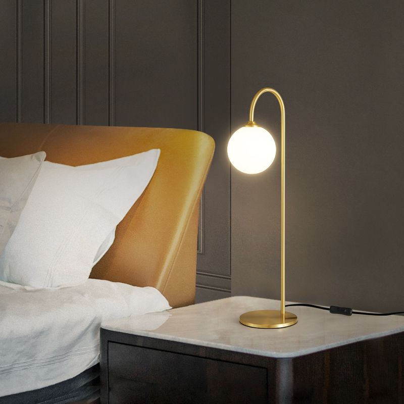 1-Light Table Light Armed Copper Contemporary Global Table Lamp for Bedroom