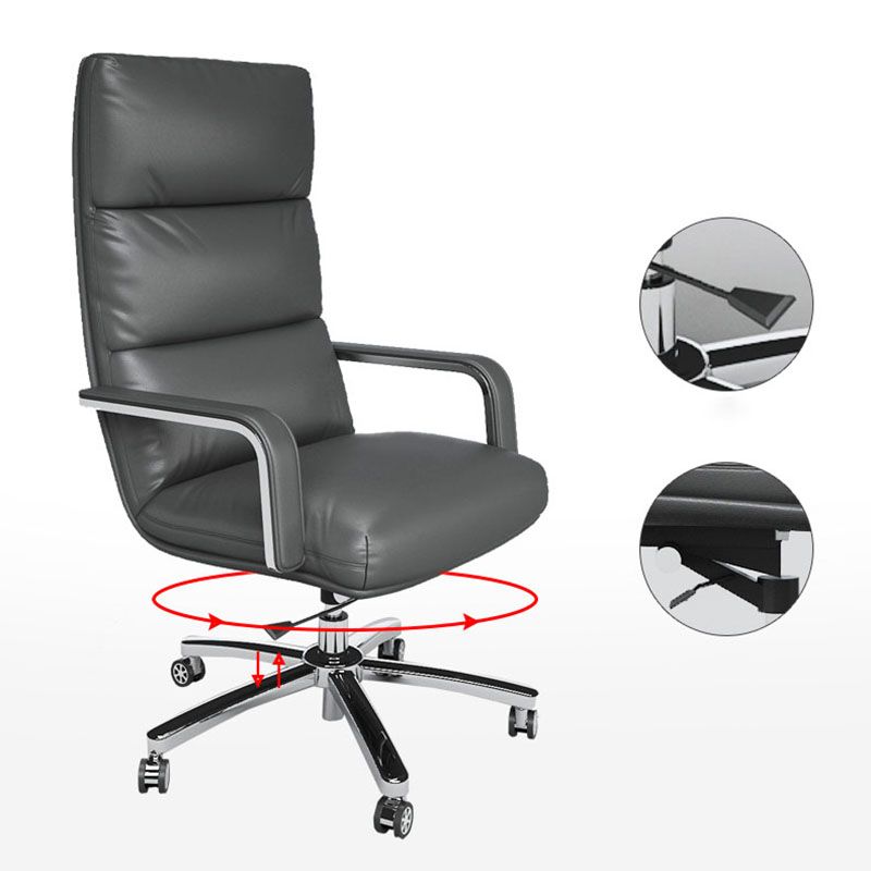 Leather Soft Swivel Office Chair Padded Arms Rolling Managers Chair