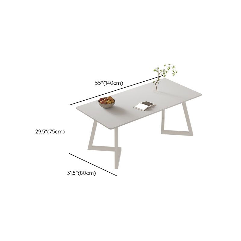 Rectangular Shaped Office Desk Stone Writing Desk in White for Home