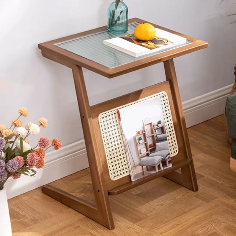 Modern Glass Top Nightstand 23 Inch H Non-Storage Legs Included Night Table