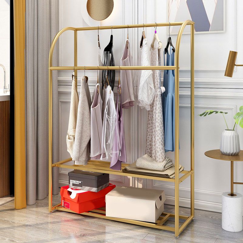 Modern Coat Rack Metal Hanging Rail and Storage Shelving Hall Stand