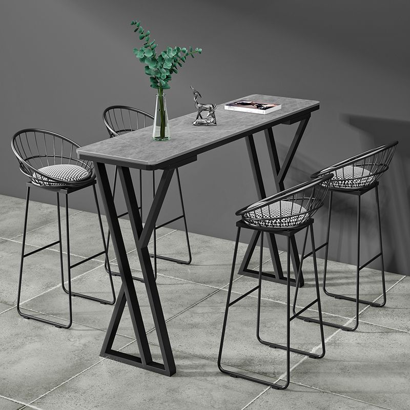 Stone Top Bar Table 42-inch Height Industrial Style Bistro Table for Restaurant