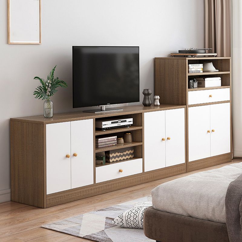 Contemporary TV Stand Engineered Wood Open Storage TV Media Console with Media Shelves