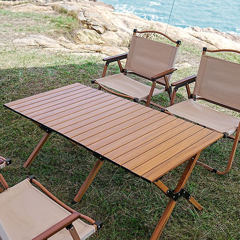 Industrial Outdoor Folding Table Aluminum Brown Camping Table