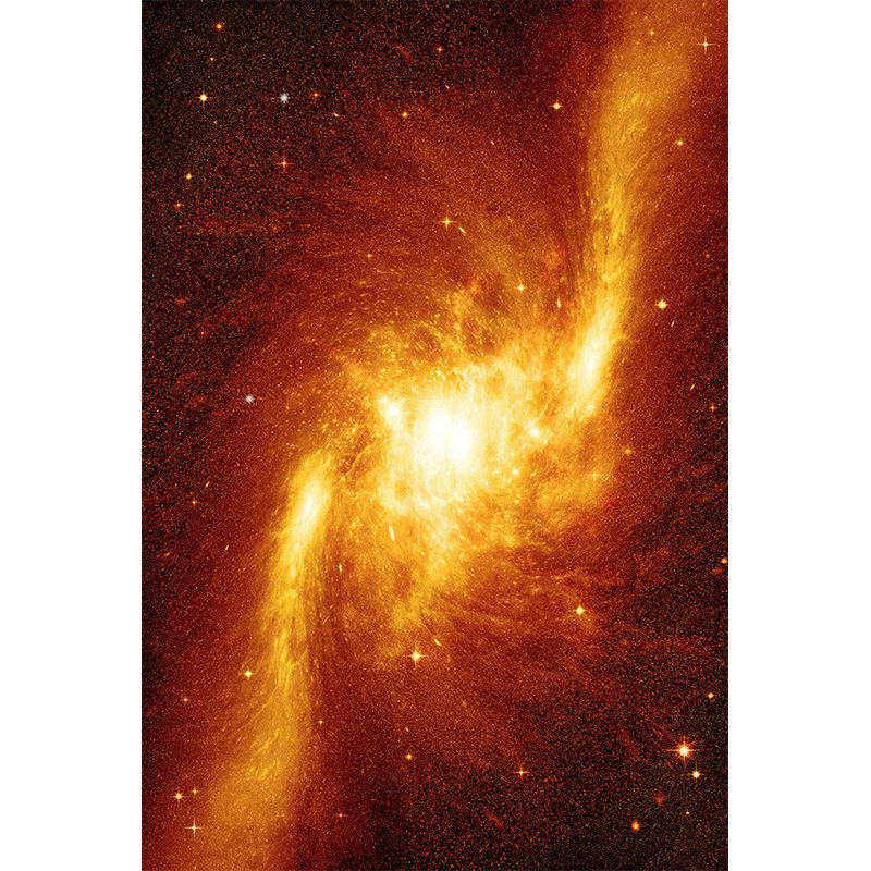 Novelty Universe Nebula Wall Murals Orange-Yellow Stain Resistant Wall Art for Corridor