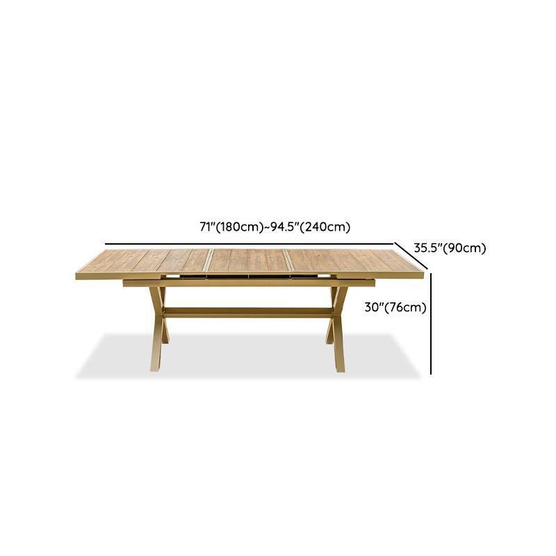 Rectangle Manufactured Wood Dining Table Contemporary Aluminum Frame Patio Table