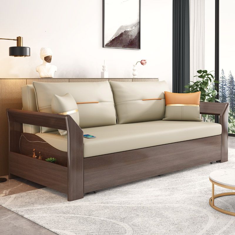 Scandinavian Futon Sleeper Sofa Bed Wood Futon Frame with Storage