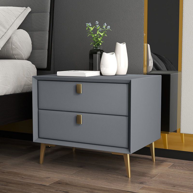 18.5" Tall 2-drawer Night Table Solid Wood Bedside Cabinet with Legs