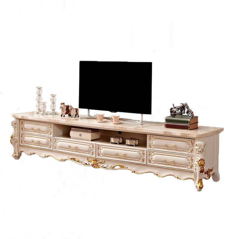 Open Storage TV Media Stand Glam TV Media Console with 6 Drawers