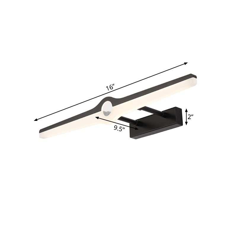 Luz de montaje de pared lineal Modern de aluminio y acrílico LED de tocador negro/blanco LED, Dia de 16 "/29"