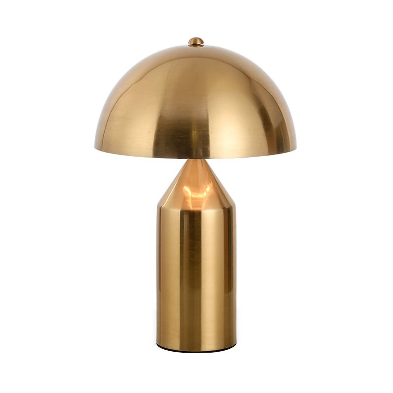 Metal Dome Night Table Light Modern 1 Light Gold Nightstand Lamp with Pencil Base