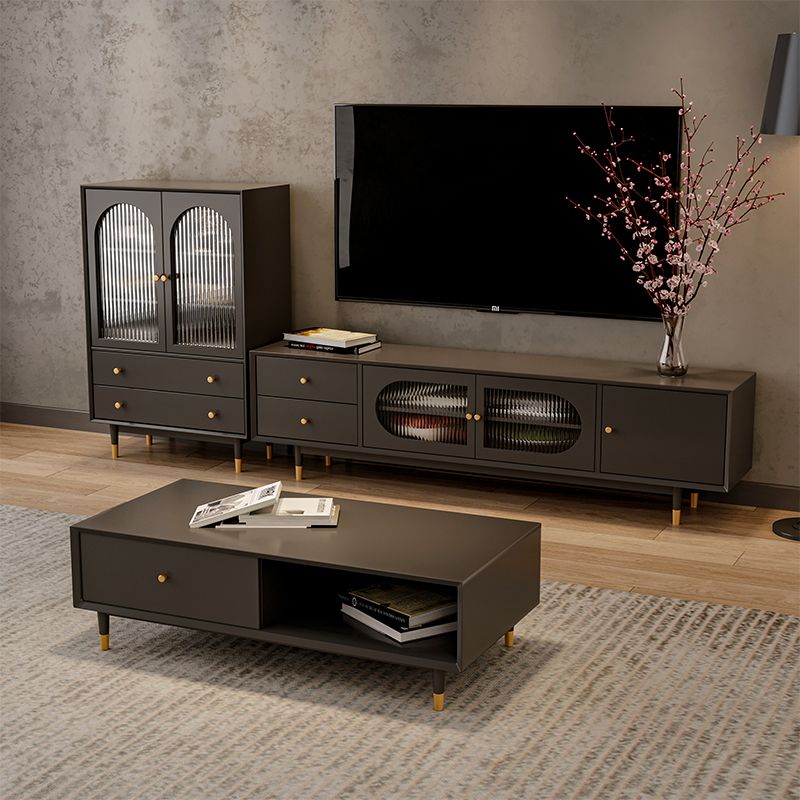 16" D Modern TV Stand Wooden Closed Storage Media Console with 2 Drawers and 1 Door