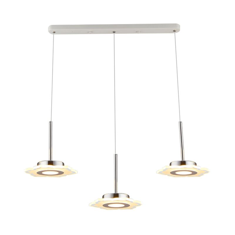 Modernism Flower Cluster Pendant Acrylic 3-Head LED Dinging Room Lamp in Warm/White/Natural Light with Linear/Round Canopy