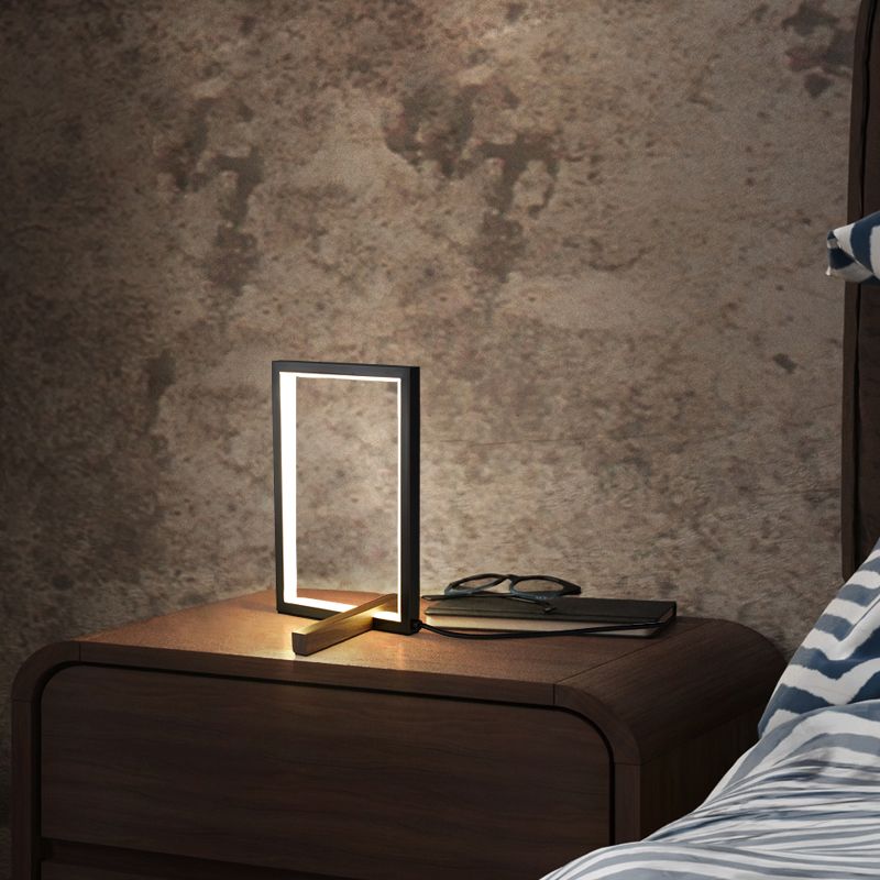 Rectangle 1 Light Table Lamp Contemporary Metal Night Table Lamps for Bedroom