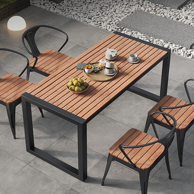 Modern Geometric Courtyard Table Artificial Wood Outdoors Table