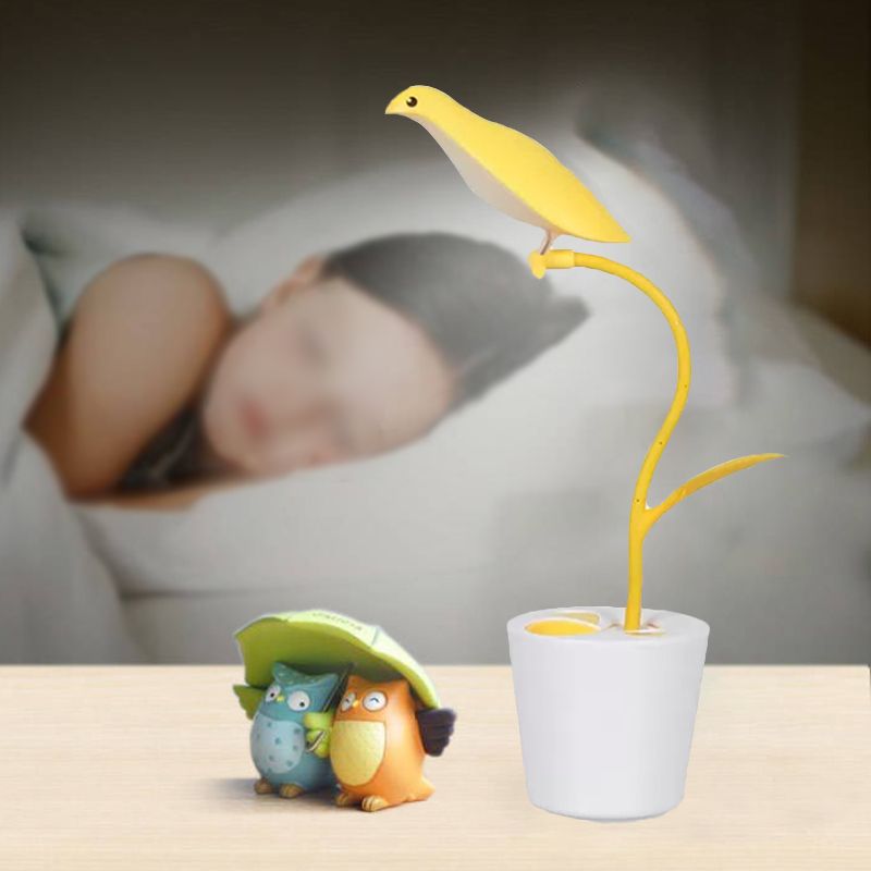 Eye-Caring Bird Shaped Desk Light 1 Head Macaron Loft Reading Light for Kid Bedroom