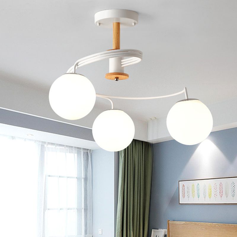 Globe Semi Flush Mount Leuchte ultra-intensive Milchglas Deckenleuchte für Wohnzimmer