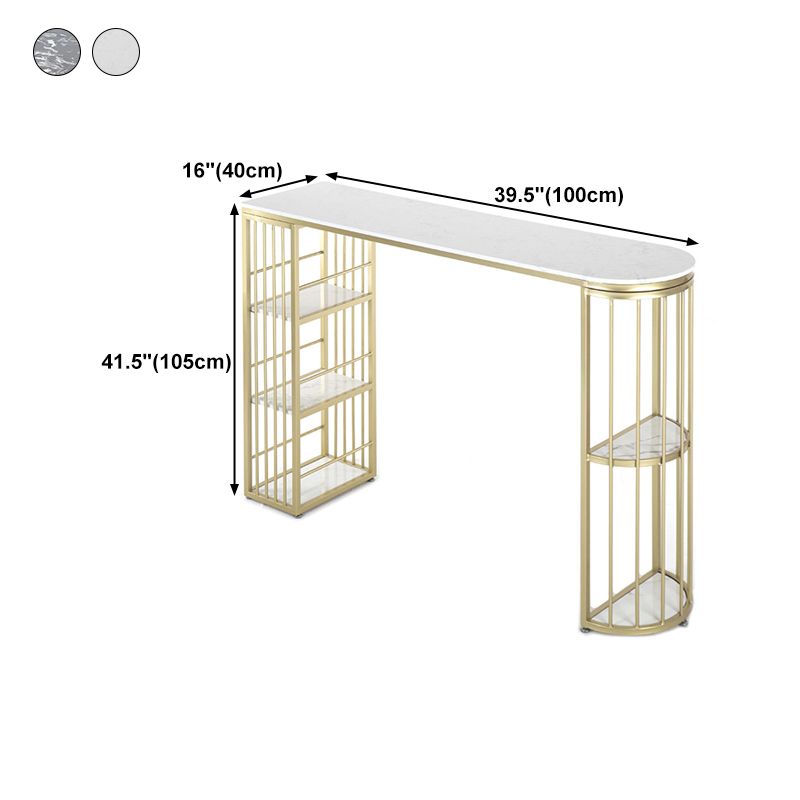 Rectangle Stone Bar Dining Table Traditional Luxury Bar Table with Sled Base