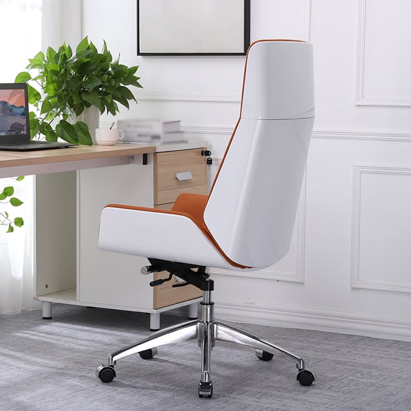 Faux Leather Task Chair Chrome Metal Frame Modern Office Chair