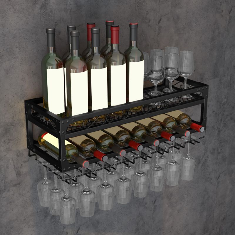 Wall Mounted Wine Rack Kit with Wine Storage Metal Wine Shelf