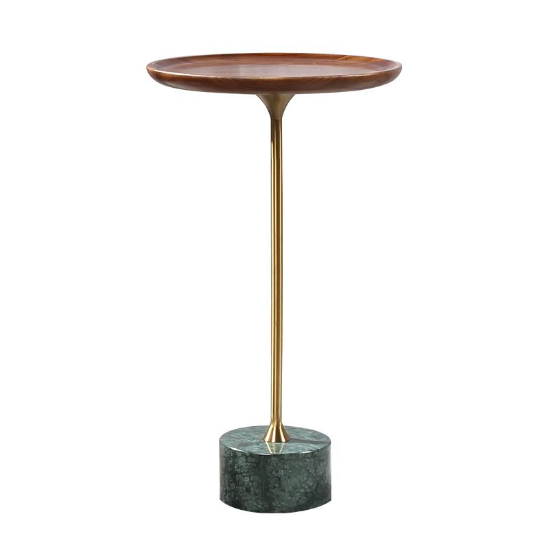 Pedestal Design Cocktail Table Brown Wood Top Marble Pedestal Coffee Table