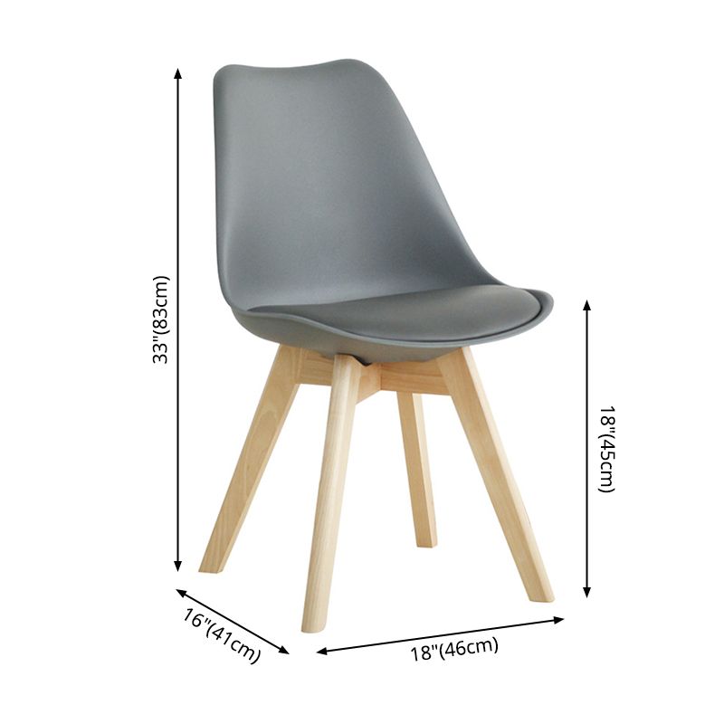 Scandinavian Dining Chair 17'' Wide Solid Back Chair with Wood Legs for Home Use