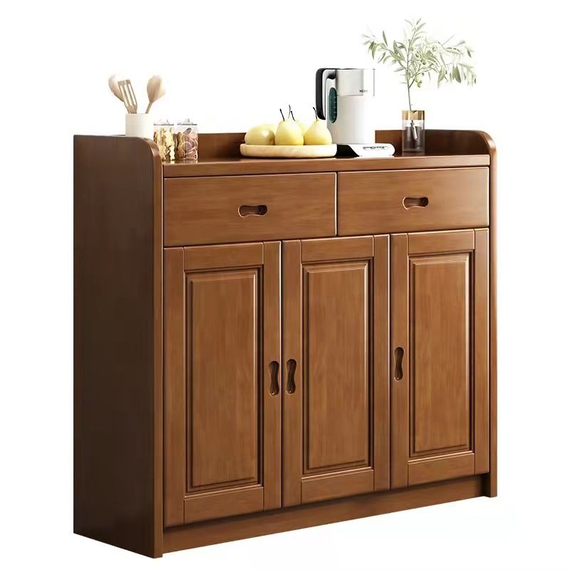 Modern Accent Cabinet with 2 Drawers in Rubberwood Wooden Cabinet