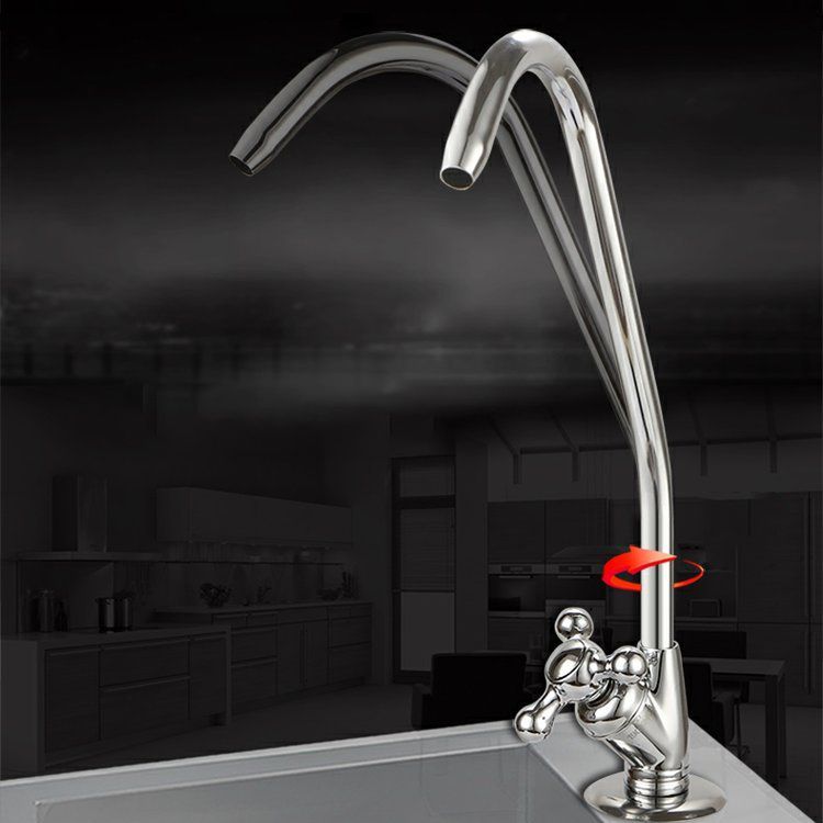 Modern Style Kitchen Filtered Faucet Copper Gooseneck Kitchen Filtered Faucet