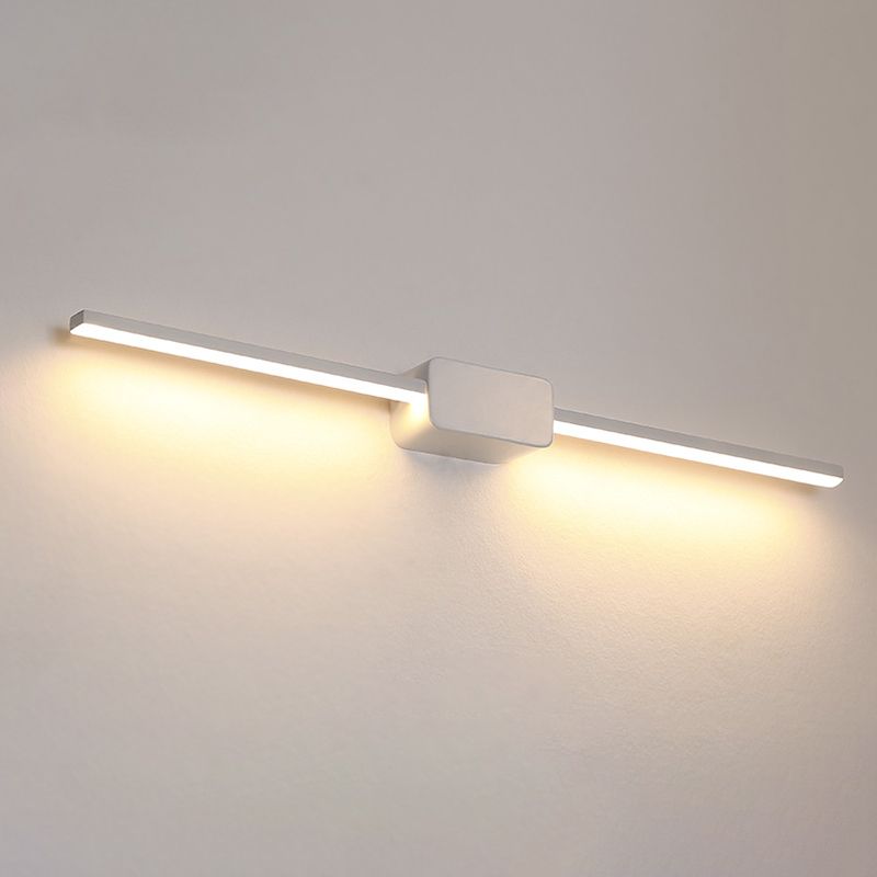 Luz de apliques de pared rectilínea blanca de hierro simple 16/23.5/31.5 pulgadas Lámpara de tocador de led de largo en luz cálida/blanca