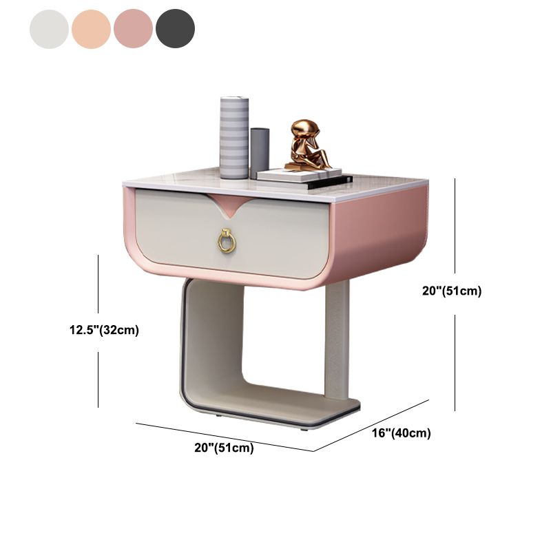 Engineered Wood Bed Nightstand Modern Night Table with Drawer