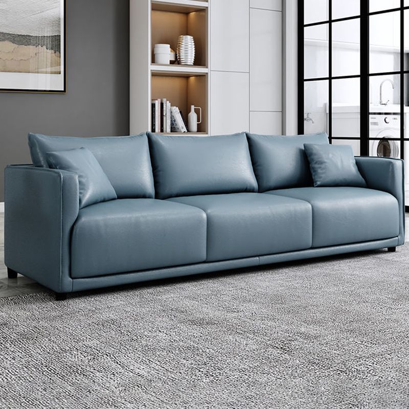 Modern 3-seater Sofa Three Pillows Back Couch with Square Arms for Apartment