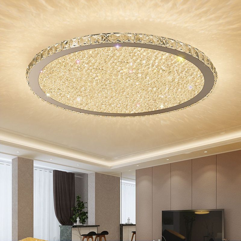 1 Light Circle Ceiling Lamp Modern Style Crystal Ceiling Lighting for Living Room