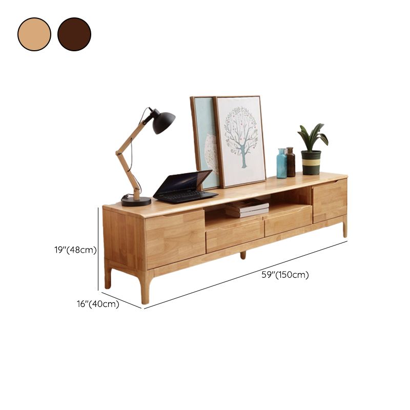 Scandinavian Wood TV Stand Console Open Storage TV Media Stand for Living Room