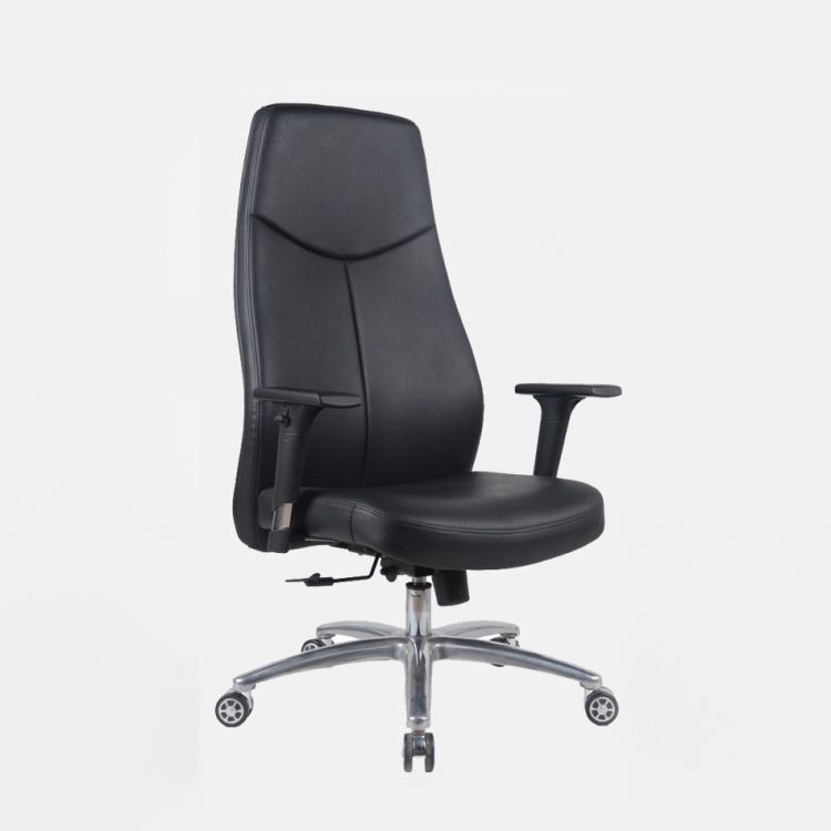 Contemporary Office Chair Wheels Leather High Back Black Executive Chair