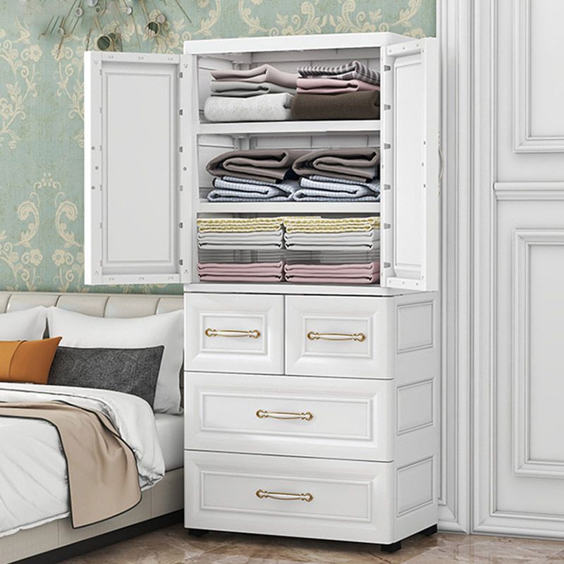 Contemporary Youth Armoire with Garment Rod Plastic Bedroom Armoire