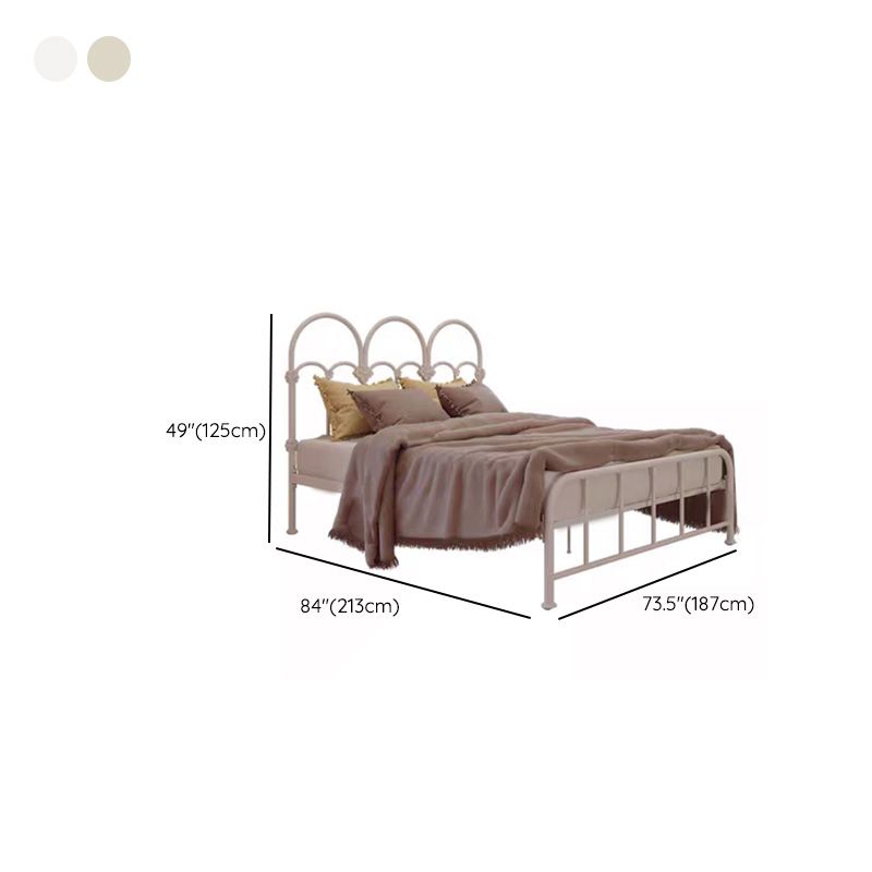 Contemporary White/Beige Standard Bed with Open-Frame Headboard