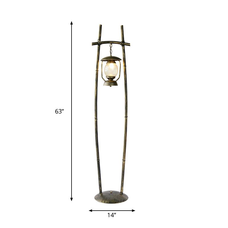 Metallic Bronze Standing Up Lamp Armed 1-Bulb Retro Reading Floor Lamp with Oil Light Accent