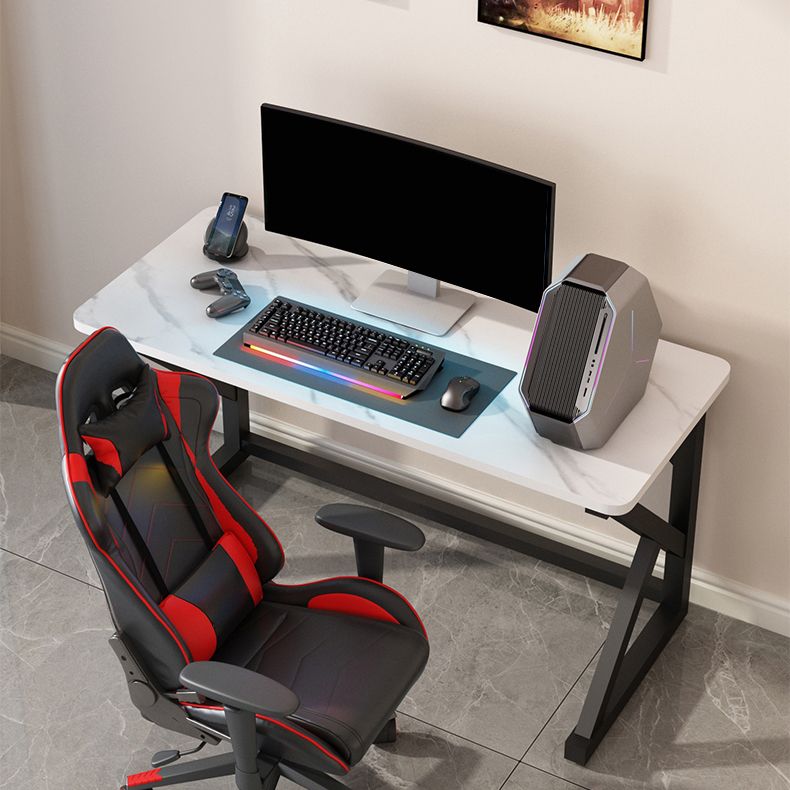 Modern Stone Computer Desk 29.53-inch Tall Gaming Desk with Iron Legs