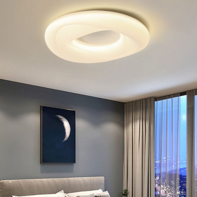 White Shaded Ceiling Light Contemporary LED Flush Mount Lighting for Room