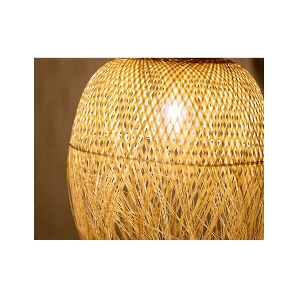 Pendentif à la main beige Asie Art Déco 1 BAMB BAMBOO PLUS LUMIÈRE POUR TABLE DE DINSAGE