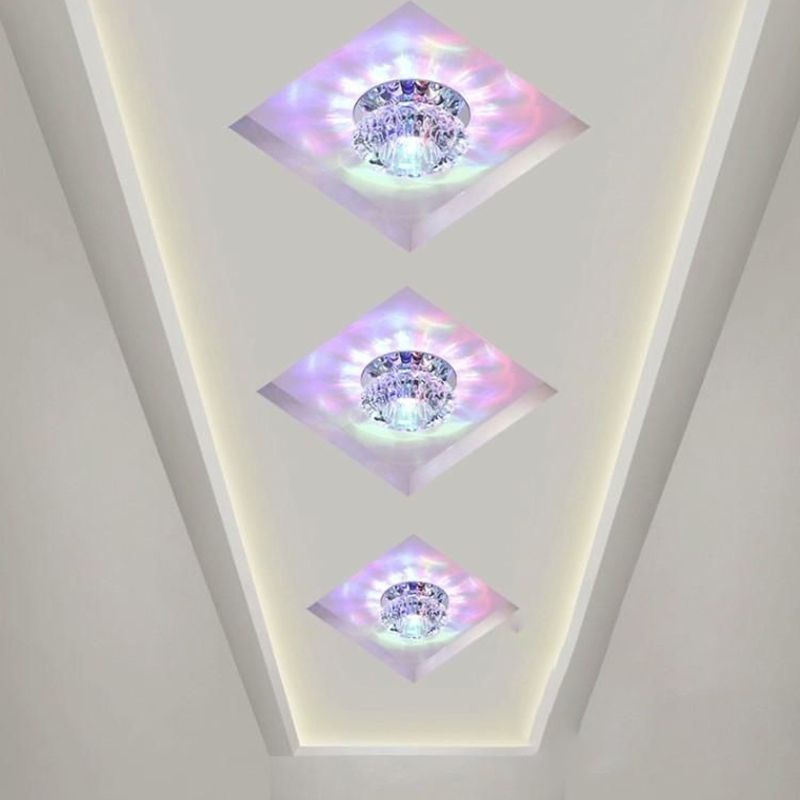 Modern Style Bowl Shape Ceiling Light Crystal 2 Light Ceiling Light with Hole 2-3.5'' Dia