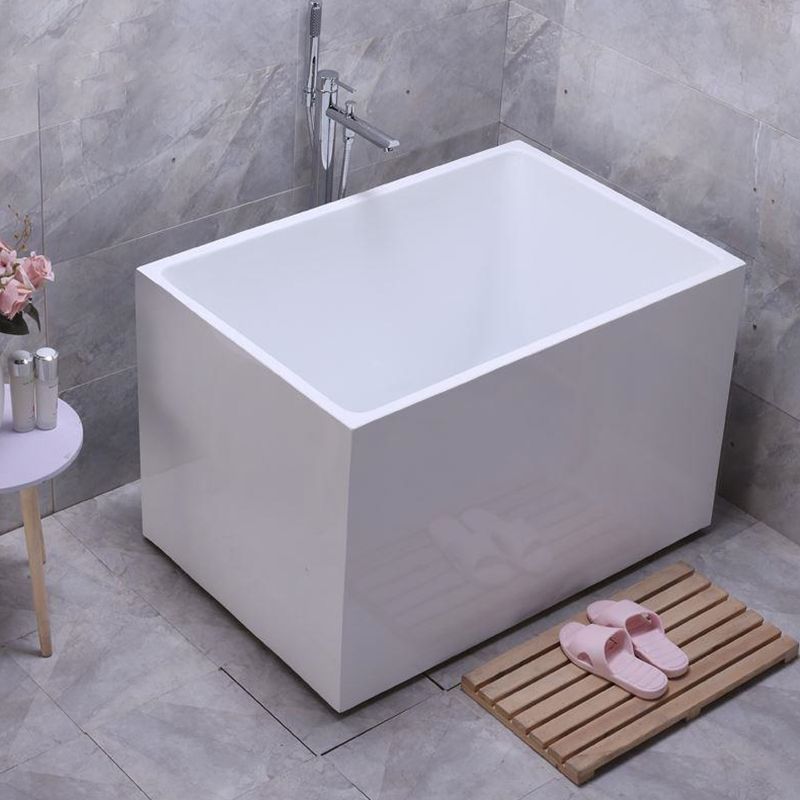 Modern Back to Wall Bathtub Rectangular Antique Finish Soaking Bath